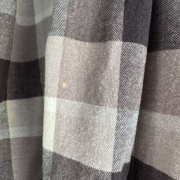 Free People Plaid Shirt Size Medium Black Tan White Crop Snap Front Shacket - Picture 11 of 11